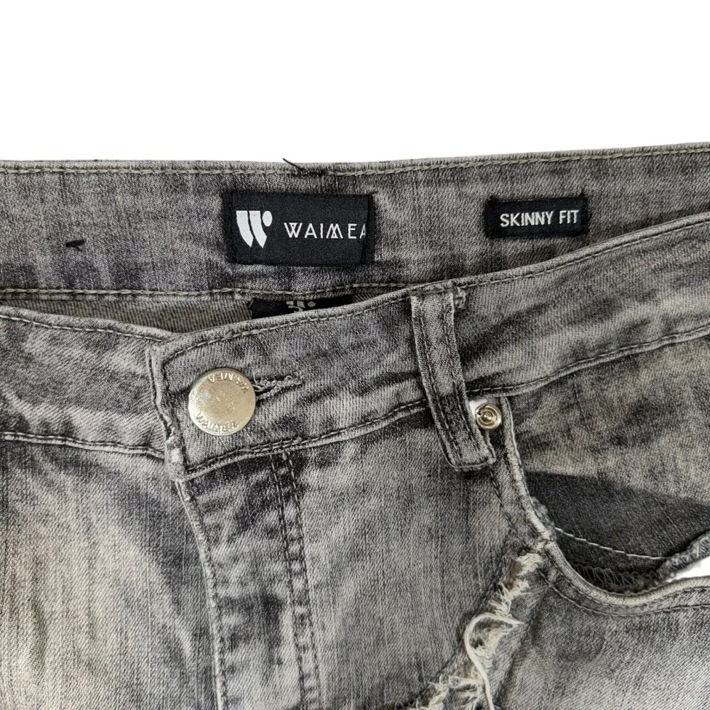Waimea Men's Skinny Fit Patchwork‎ Jeans Gray Distressed Size 32 Stretch